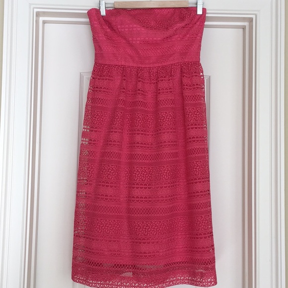 J.Crew Strapless Pink Dress In Mixed Lace - Picture 6 of 13